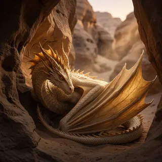 Le dragon Crème et or