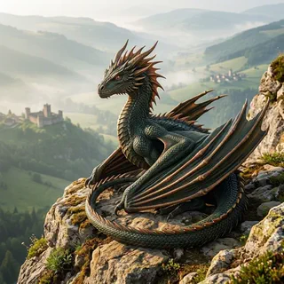 Le dragon Vert et bronze